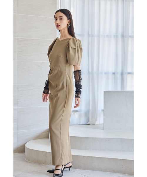 レースアームカバードレープドレス 2点セット パーティードレス