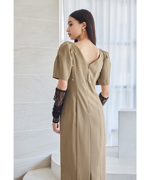 レースアームカバードレープドレス 2点セット パーティードレス