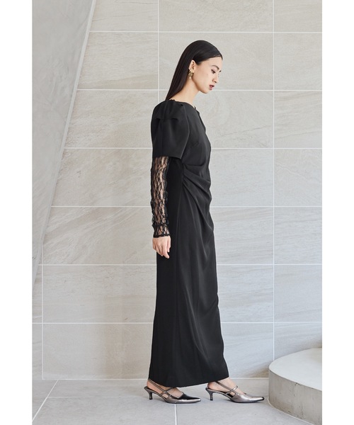 レースアームカバードレープドレス 2点セット パーティードレス