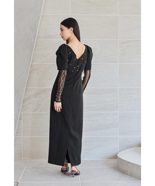 レースアームカバードレープドレス 2点セット パーティードレス