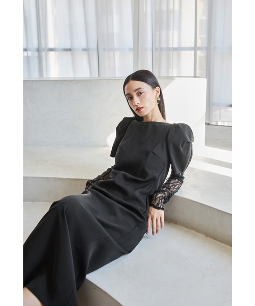 niana レースアームカバードレープドレス　オケージョンドレス レースアームカバードレープドレス 2点セット パーティードレス