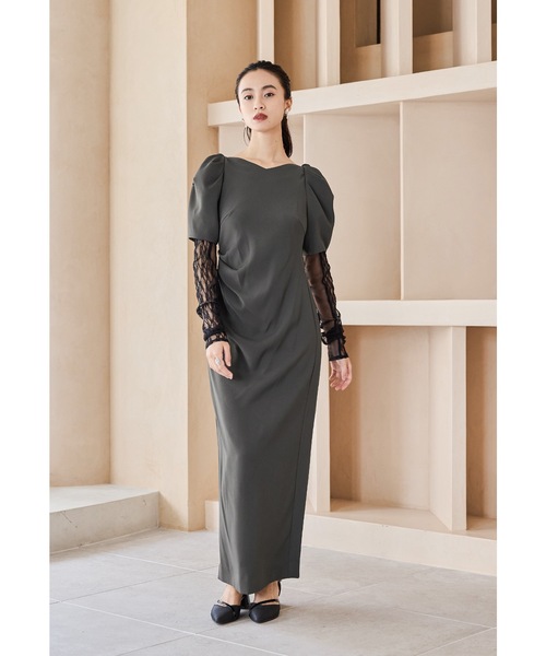niana レースアームカバードレープドレス　オケージョンドレス レースアームカバードレープドレス 2点セット パーティードレス