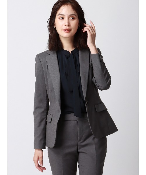 SUIT SQUARE（スーツスクエア）の「ジャケット ウォッシャブル ギャバストレッチ 無地（スーツジャケット・レディース・グレー系/ネイビー系・34(5号)/36(7号)/38(9号)/40(11号)/42(13号)/44(15号)）」の2枚目の写真