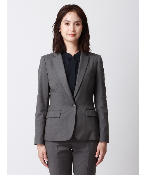 SUIT SQUARE（スーツスクエア）の「ジャケット ウォッシャブル ギャバストレッチ 無地（スーツジャケット・レディース・グレー系/ネイビー系・34(5号)/36(7号)/38(9号)/40(11号)/42(13号)/44(15号)）」の3枚目の写真