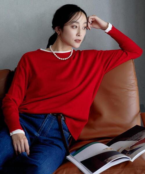 UNTITLED（アンタイトル）の「【8色展開/体型カバー】魅せる"タイムレスニット"（ニット/セーター・レディース・ブラック/グレー/オフホワイト/ナチュラル/ブルー系その他/パープル/レッド系1/ブラウン系その他・00/44/04/02/48）」の8枚目の写真