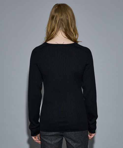 5351 POUR LES HOMMES(ゴーサンゴーイチプールオム)の「【25AW】ホールガーメント クルーネックニット(ニット/セーター・メンズ・ブラック/ホワイト/パープル・50/48/46/44)」の10枚目の写真