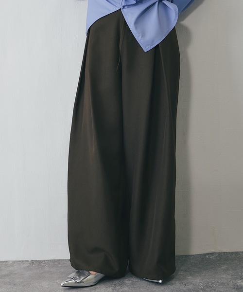 kame出品 セール】セットアップ可ヘザーエステルワイドパンツ（スラックス