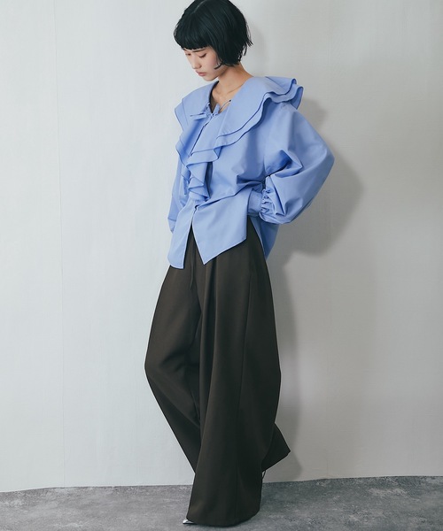 その他 Mamy セットアップ可ヘザーエステルワイドパンツ（スラックス