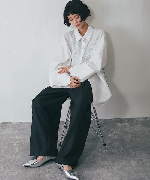 その他 Mamy セットアップ可ヘザーエステルワイドパンツ（スラックス