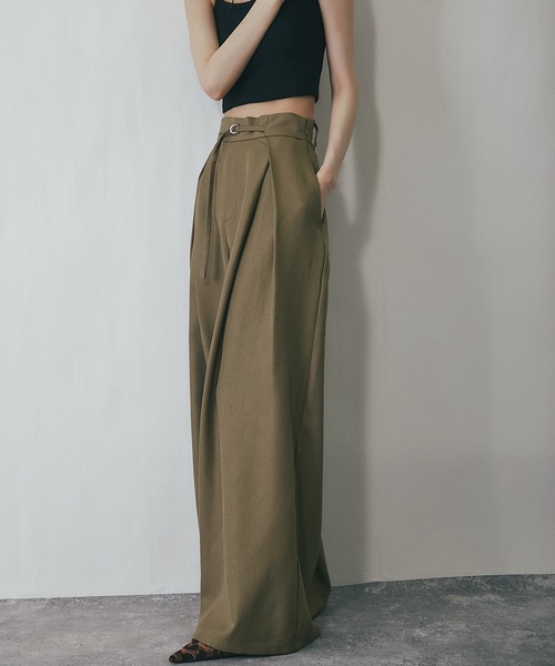 LAUD ATELIER ベージュ ワイドパンツ S BAB スラックス パンツ 「S・M・Lサイズ展開」ツータックワイド