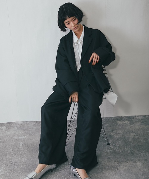 セットアップ可ヘザーエステルワイドパンツ（スラックス）｜ANOTHER S