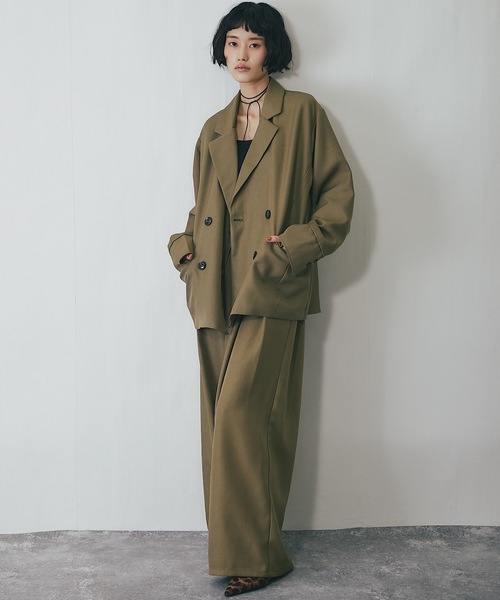 セットアップ可ヘザーエステルワイドパンツ（スラックス）｜ANOTHER S