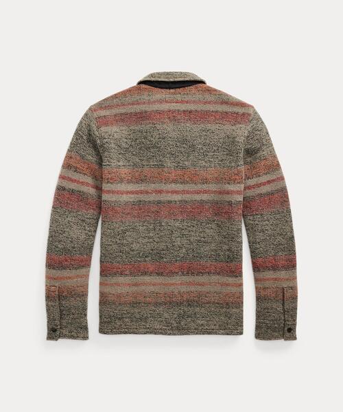 ¥81800激渋　RRL ストライプド ダブルニット ウールブレンド ジャケット セール】ストライプド ダブルニット ウールブレンド ジャケット