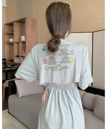 CHEER（チアー）の「バック開きプリントルーズTシャツワンピース（ワンピース）」