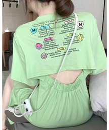 CHEER（チアー）の「バック開きプリントルーズTシャツワンピース（ワンピース）」