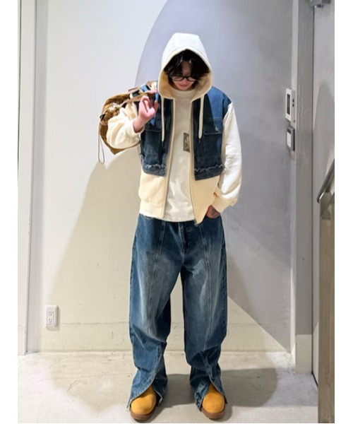 セール】デニムツーピーススウェットパーカー フーディー（パーカー