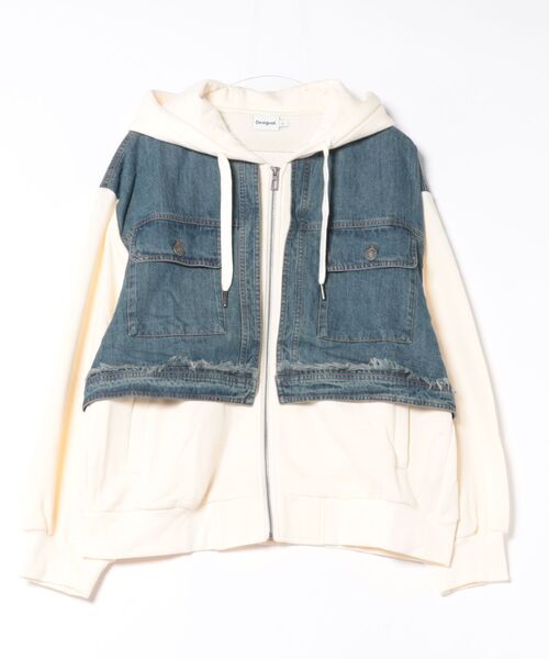Desigual(デシグアル)の「デニムツーピーススウェットパーカー フーディー(パーカー・レディース・ホワイト・S/M/L)」の6枚目の写真