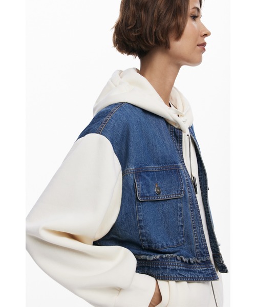 Desigual(デシグアル)の「デニムツーピーススウェットパーカー フーディー(パーカー・レディース・ホワイト・S/M/L)」の5枚目の写真