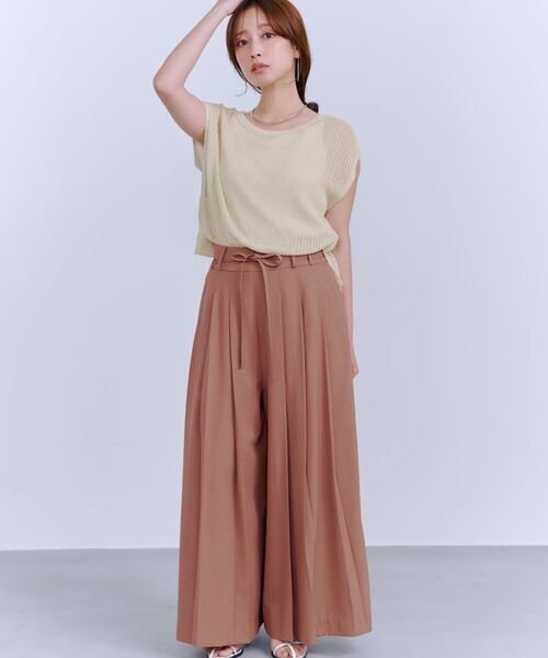 COHINA（コヒナ）の「2wayパターン透かし柄ミックスニット 【低身長・小柄女性】（ニット/セーター・レディース・ベージュ/グレー/ピンク・ONE SIZE）」の6枚目の写真