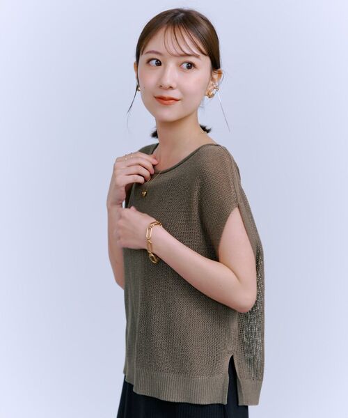 COHINA（コヒナ）の「2wayパターン透かし柄ミックスニット 【低身長・小柄女性】（ニット/セーター・レディース・ベージュ/グレー/ピンク・ONE SIZE）」の13枚目の写真