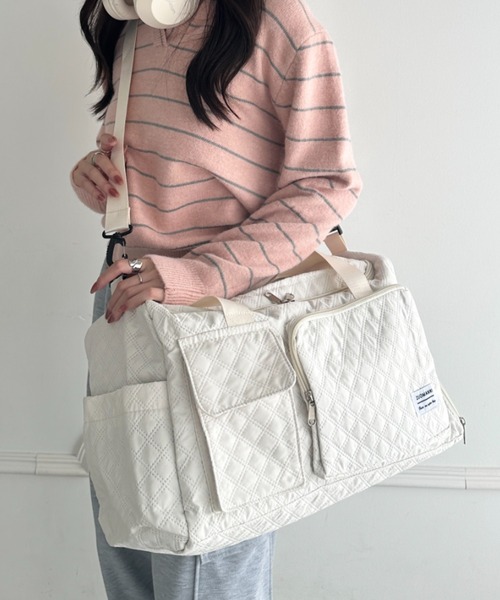 wears（ウェアーズ）の「キルティングボストン型トラベルバッグ（ボストンバッグ・レディース・アイボリー/ブラック/ピンク・FREE）」の12枚目の写真