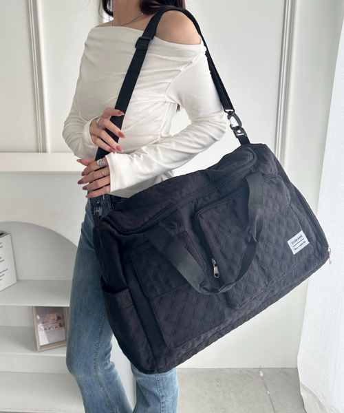 wears（ウェアーズ）の「キルティングボストン型トラベルバッグ（ボストンバッグ・レディース・アイボリー/ブラック/ピンク・FREE）」の22枚目の写真