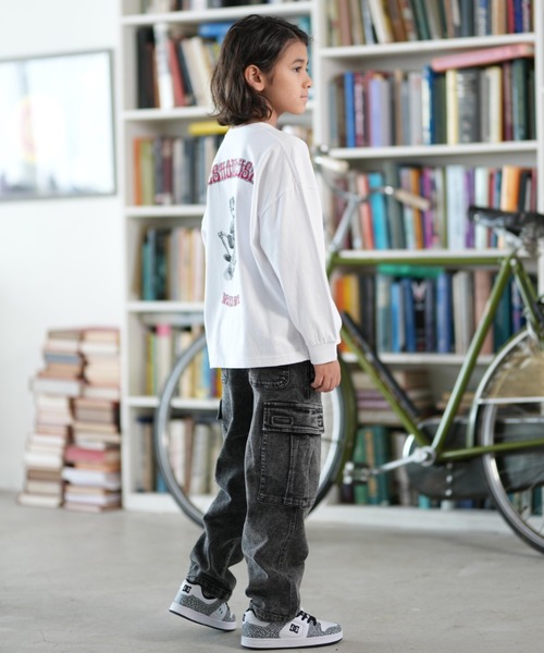 DC（ディーシー）の「DC/ディーシー 25 KD SKATE SKULL LS キッズ ロンT YLT254518（Tシャツ/カットソー・キッズ・スミクロ/ブラック/ホワイト・120cm/130cm/140cm/150cm/160cm/110cm）」の6枚目の写真