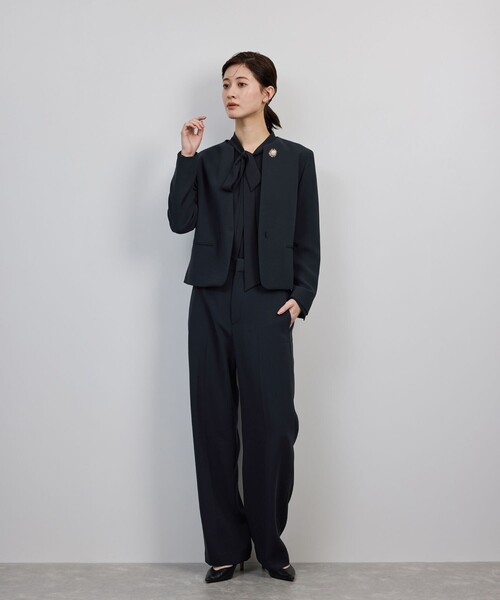 ROPE'(ロペ)の「トリアセダブルクロス クルーネックジャケット/イージーケア・セットアップ対応・25AW(ノーカラージャケット・レディース・ネイビー・36/40/38)」の6枚目の写真