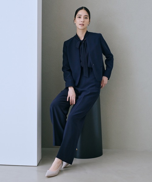 ROPE'(ロペ)の「トリアセダブルクロス クルーネックジャケット/イージーケア・セットアップ対応・25AW(ノーカラージャケット・レディース・ネイビー・36/40/38)」の20枚目の写真