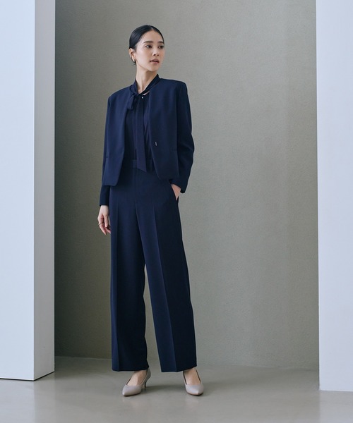 ROPE'(ロペ)の「トリアセダブルクロス クルーネックジャケット/イージーケア・セットアップ対応・25AW(ノーカラージャケット・レディース・ネイビー・36/40/38)」の22枚目の写真