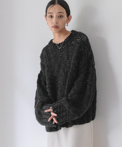 【2025AW】LOHEN ローヘン スラッシュカーフシアーニット黒 2025AW】LOHEN ローヘン スラッシュカーフシアーニット黒