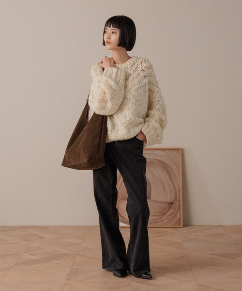 【ELLIE】スラブニット　ブラック LOWRYS FARM｜スラブニットプルオーバーLS | Rakuten Fashion(楽天