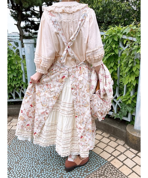 PINK HOUSE（ピンクハウス）の「パフュームプリントサロペットスカート（ワンピース・レディース・ブラック/ローズ/キナリ/チョコ・フリー）」の11枚目の写真