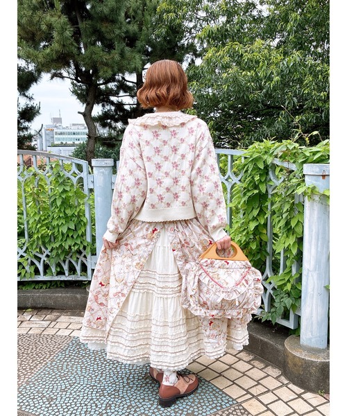 PINK HOUSE（ピンクハウス）の「パフュームプリントサロペットスカート（ワンピース・レディース・ブラック/ローズ/キナリ/チョコ・フリー）」の12枚目の写真