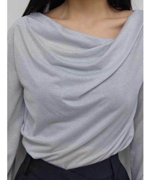 セール】メニーウェイシアーラメドレープトップス（Tシャツ/カットソー