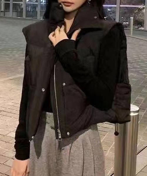 aimoha（アイモハ）の「すっきり見えダウンベスト (AW)（ダウンジャケット/コート・レディース・ブラック/ホワイト/ベージュ・MEDIUM）」の10枚目の写真