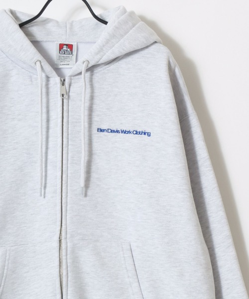 BEN DAVIS(ベンデイビス)の「BEN DAVIS/ベンデイビス HEAVY SWEAT ZIP HOODIE/オーバーサイズ 裏起毛 ロゴ ワンポイント刺繍 スウェット ジップアップパーカー フーディー/レディース メンズ(パーカー・メンズ・グレイッシュブルー/アッシュグレー/バーガンディー/カーキ/ブラック・M/XL/L)」の7枚目の写真