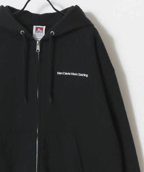 BEN DAVIS(ベンデイビス)の「BEN DAVIS/ベンデイビス HEAVY SWEAT ZIP HOODIE/オーバーサイズ 裏起毛 ロゴ ワンポイント刺繍 スウェット ジップアップパーカー フーディー/レディース メンズ(パーカー・メンズ・グレイッシュブルー/アッシュグレー/バーガンディー/カーキ/ブラック・M/XL/L)」の6枚目の写真