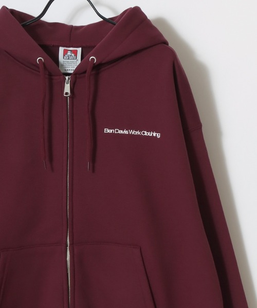 BEN DAVIS(ベンデイビス)の「BEN DAVIS/ベンデイビス HEAVY SWEAT ZIP HOODIE/オーバーサイズ 裏起毛 ロゴ ワンポイント刺繍 スウェット ジップアップパーカー フーディー/レディース メンズ(パーカー・メンズ・グレイッシュブルー/アッシュグレー/バーガンディー/カーキ/ブラック・M/XL/L)」の10枚目の写真