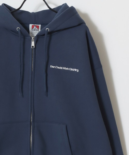 BEN DAVIS(ベンデイビス)の「BEN DAVIS/ベンデイビス HEAVY SWEAT ZIP HOODIE/オーバーサイズ 裏起毛 ロゴ ワンポイント刺繍 スウェット ジップアップパーカー フーディー/レディース メンズ(パーカー・メンズ・グレイッシュブルー/アッシュグレー/バーガンディー/カーキ/ブラック・M/XL/L)」の9枚目の写真