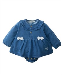 QUNTSTYLE（キュントスタイル）の「やわらかデニムニット　ワンピース風長袖ロンパース（女の子）（ロンパース・キッズ）」