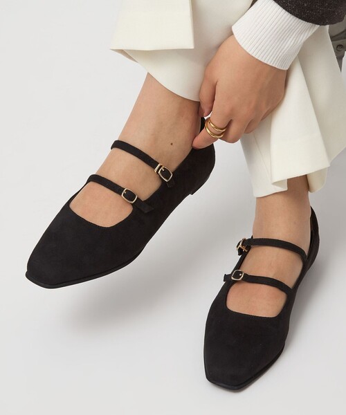 セール】スクエア ダブルストラップ フラットシューズ（その他シューズ