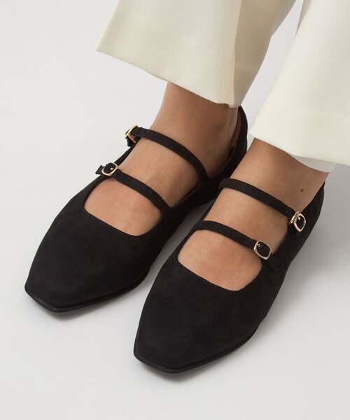 セール】スクエア ダブルストラップ フラットシューズ（その他シューズ