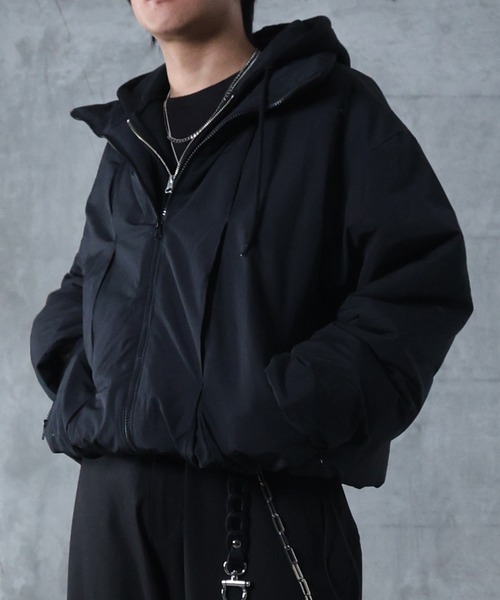 Confirm（コンファーム）の「AW インボックスタック ドロップショルダーパファージャケット 中綿ブルゾン ドローコード メンズ レディース ユニセックス 【Confirm】（ダウンジャケット/コート・メンズ・ブルー/グレー/ブラック・L/M）」の11枚目の写真