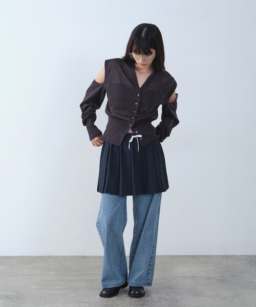 CODE A（コードエー）の「tailored mood mini skirt（スカート・レディース・ネイビー系2/グレー系2・00）」の4枚目の写真