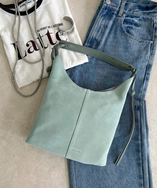 fredy emue（フレディエミュ）の「スエード結びハンドルワンショルバッグ（ショルダーバッグ・レディース・ミント/キャメル・FREE）」の13枚目の写真