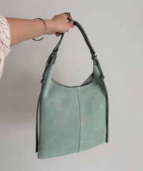 fredy emue（フレディエミュ）の「スエード結びハンドルワンショルバッグ（ショルダーバッグ・レディース・ミント/キャメル・FREE）」の12枚目の写真