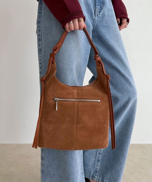 fredy emue（フレディエミュ）の「スエード結びハンドルワンショルバッグ（ショルダーバッグ・レディース・ミント/キャメル・FREE）」の9枚目の写真