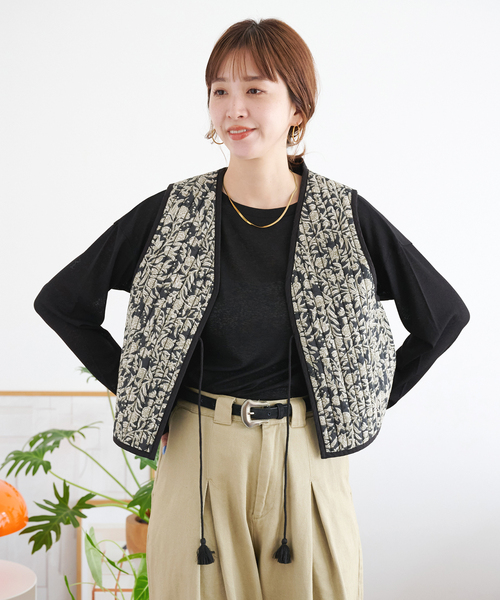 B.C STOCK（ベーセーストック）の「【ZOZO限定】リバーシブル / キルティングベスト（その他アウター・レディース・ネイビー/ラベンダー/ブラック・FREE）」の9枚目の写真