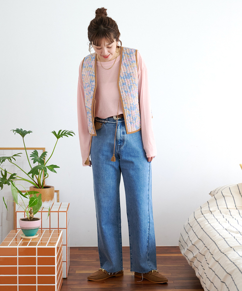 新品 6 ROKU バティック柄 キルティング リバーシブル ベスト F 新品 6